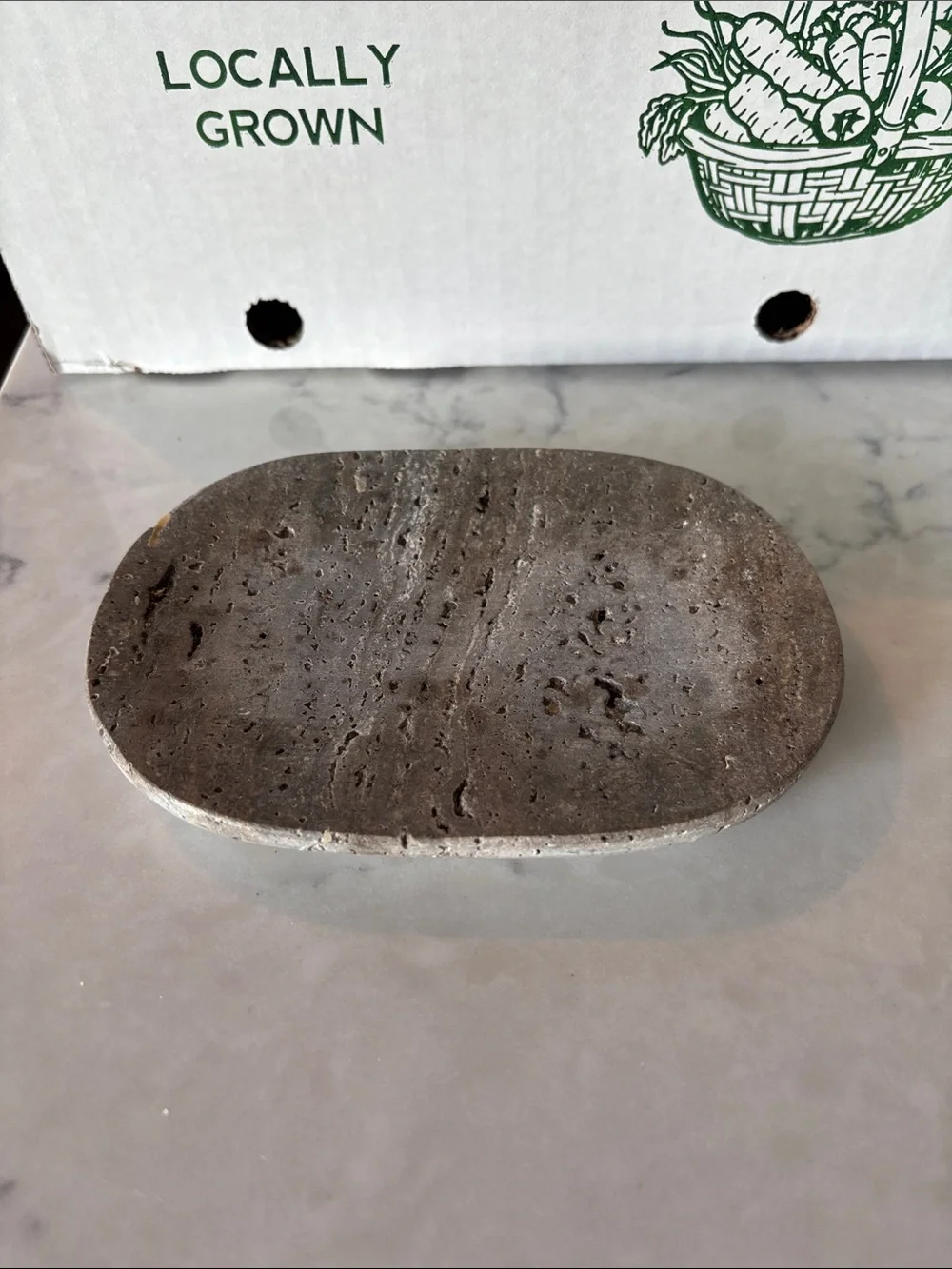 Handmade Stone Soap Dish in Rustic Charcoal
